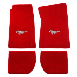 64-73 Floor Mats, Red w/Silver Pony Emblem (Coupe)